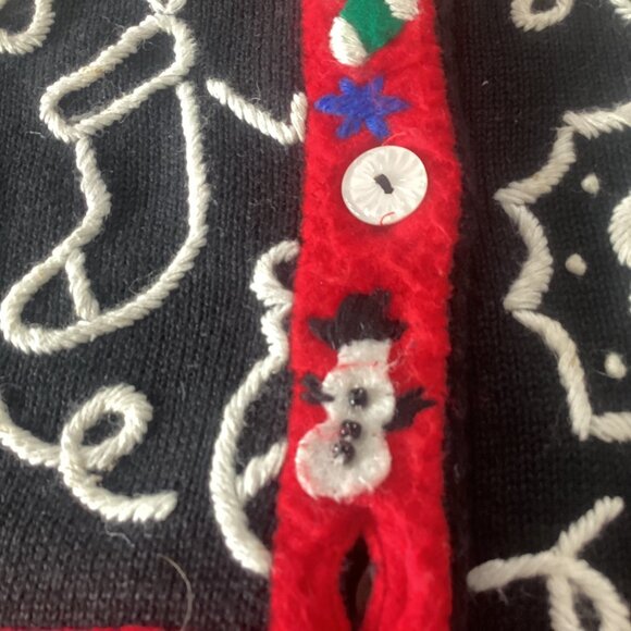 Vintage 90s Michael Simon Petite Size P Christmas Cardigan Sweater With Embroide - Picture 13 of 14